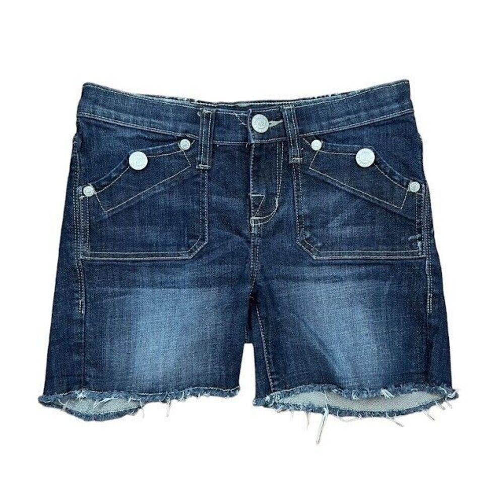 Rock & Republic Stinger Cut Off  Jean Shorts Size 2 Dark Wash Blue Stretch Denim